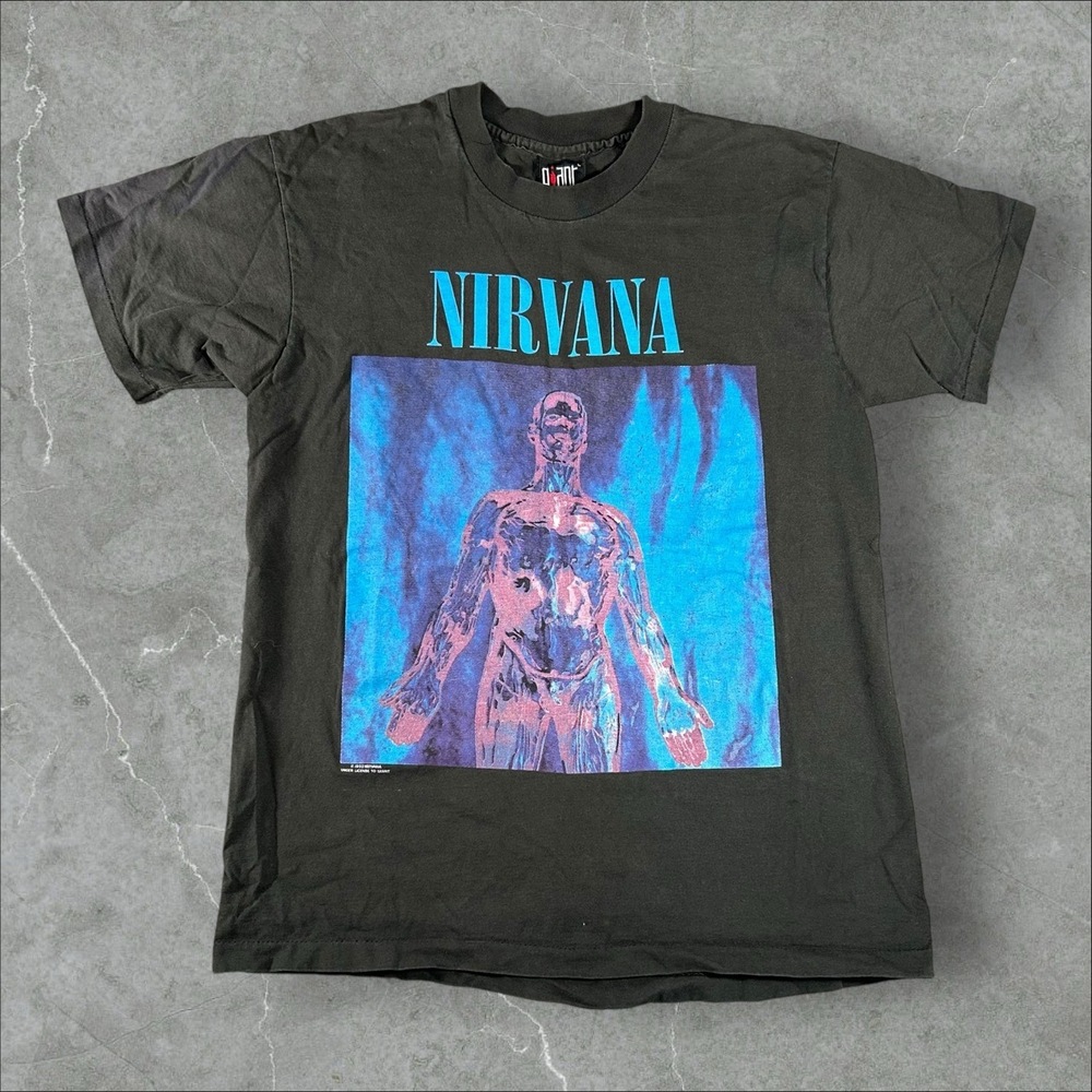 Vintage Nirvana Shirt Mens Large Black 90s 1992 Sliver Giant‎ Merchandise Grunge